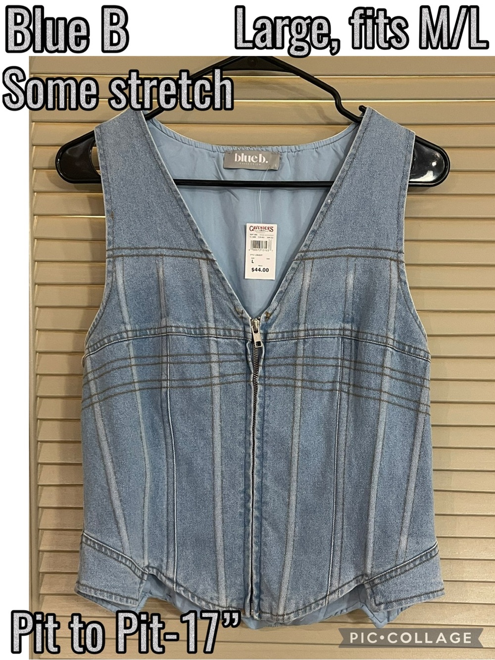 blue b Denim Zip-Front Vest - Light Blue
